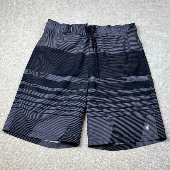 Spyder Men’s Medium Black/Gray Board Shorts Quick-Dry UPF Swim/Surf Water Sports - Picture 1 of 8